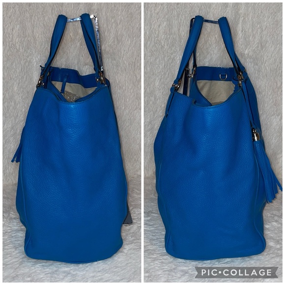 Gucci Soho Interlocking G Leather Tassle Large Shoulder Tote Bag in Vibrant Blue - Picture 7 of 17